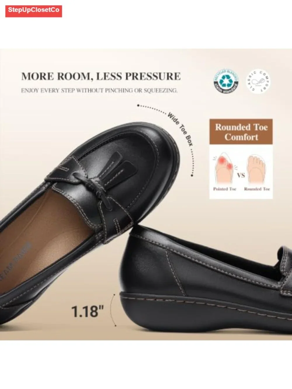 Women's Loafers Slip-on Comfortable Casual Business Work Office Shoes Arch